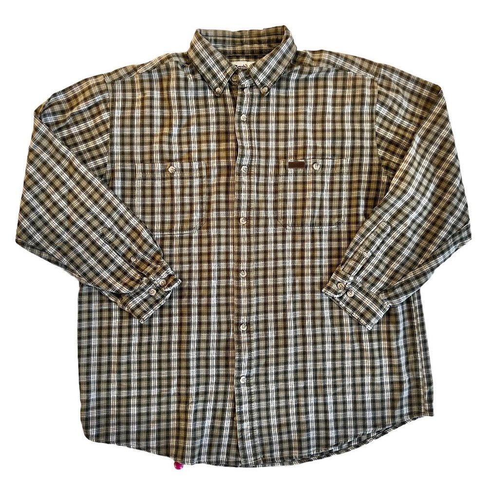 Vintage Carhartt Rugged Outdoor Heavyweight Flannel Shirt Mens Plaid XL